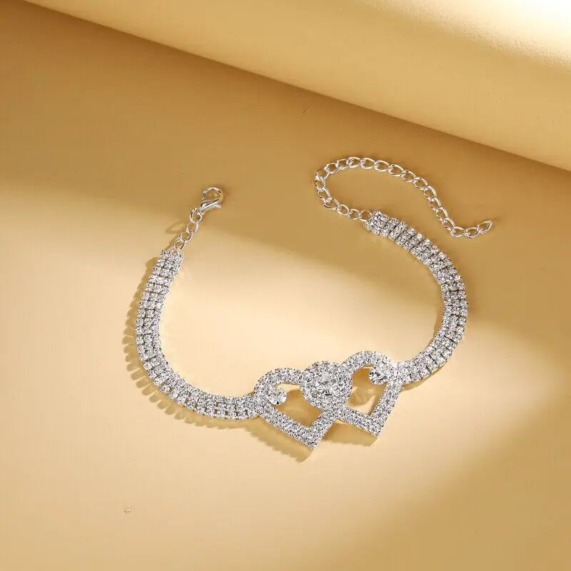 Double Heart Anklet Bracelet - Assortique Inc.