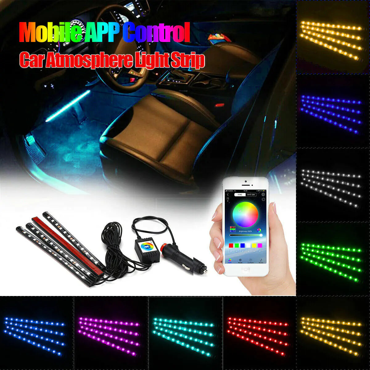 4x RGB LED Car Interior Lights - Assortique Inc.